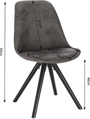 Happyment Bezoekersstoel Cozi - Eetkamerstoel - Antraciet stof - Houten poten - Set van 2 - Zithoogte 46 cm - Deluxe