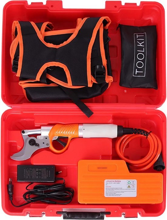 Happyment Elektrische snoeischaar PRO - Accu Snoeischaar - Accu Takkenschaar - 45 mm - Rugzak Ontwerp - Oranje