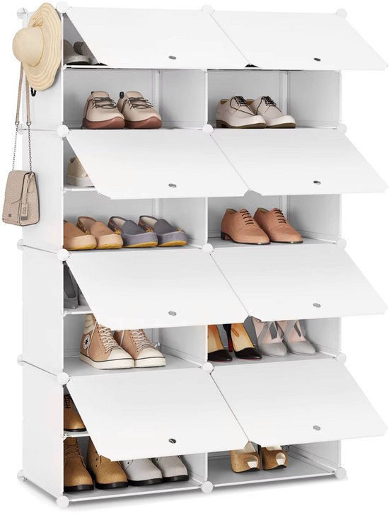 Schoenenkast - Voor Hal, Woonkamer of Slaapkamer - Schoenenrek met 8 Compartimenten - Ruimtebesparende Organizer - 92x142x36.5cm