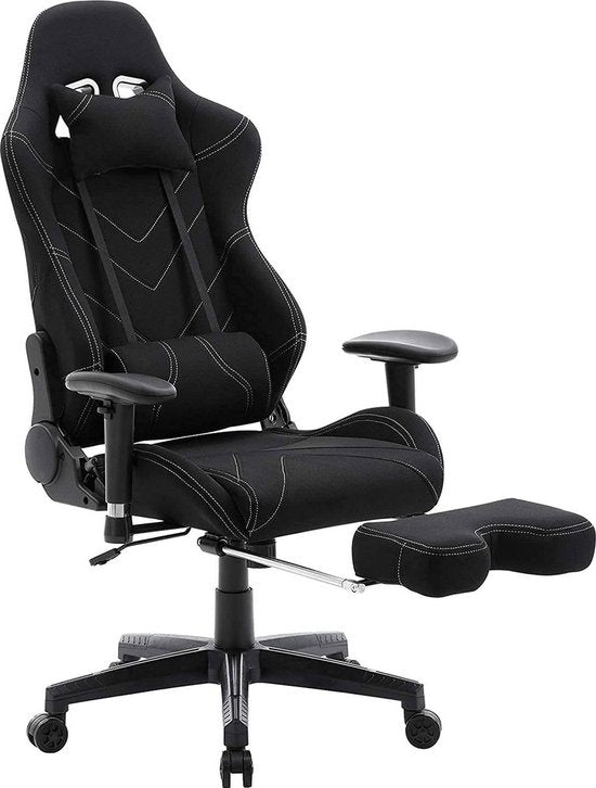 Gaming Stoel - Zwart - Ergonomisch - Verstelbaar - Met Voetsteun - Gamestoel
