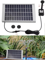 Zonnepaneel voor vijverpomp - Zonne-energie - Voor vijverfontein & tuin - 5W - 4 verschillende mondstukken - Max. 60 cm Hoogte, 250 l/u