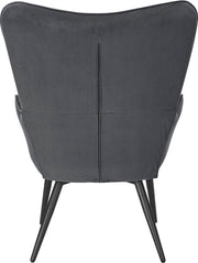 Bolt Edge Fauteuil Deluxe met Hocker - Donkergrijs Corduroy - Woonkamerstoel met armleuning en voetenbank