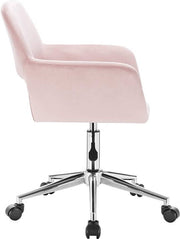 Bureaustoel Zita - Met armleuning - Op wielen - Ergonomische bureaustoel voor volwassenen - Roze - In hoogte verstelbaar - Velvet