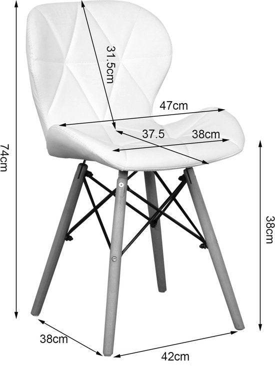 Happyment Moderne Eetkamerstoelen Wit - Set van 8 - Woonkamerstoelen - Zithoogte 38cm - Keukenstoelen - Kuipstoel