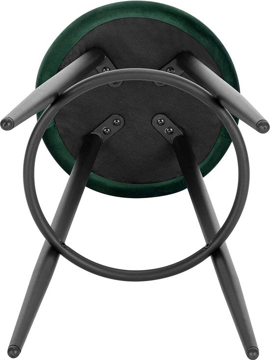 Velvet Barkruk Jerino - Barstoelen ergonomisch - Set van 1 - Donkergroen - Met kleine rugleuning - Voor Keuken & bar - Zithoogte 69cm