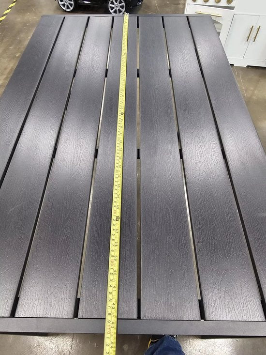 Tuintafel kunststof - 110cm - Zwart - Voor Balkon, Terras en Tuin - Aluminium frame - Rechthoek - Weerbestedng