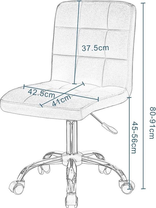 Werkkruk - Grijs Stof - Verstelbaar - Ergonomisch - Op Wieltjes