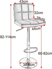 Barkruk Vio Industrial Lichtgrijs - Barkrukken set van 1 - Barstoel Kruk - Barstoelen met rugleuning - Keukenstoel - In hoogte verstelbaar - Linnen