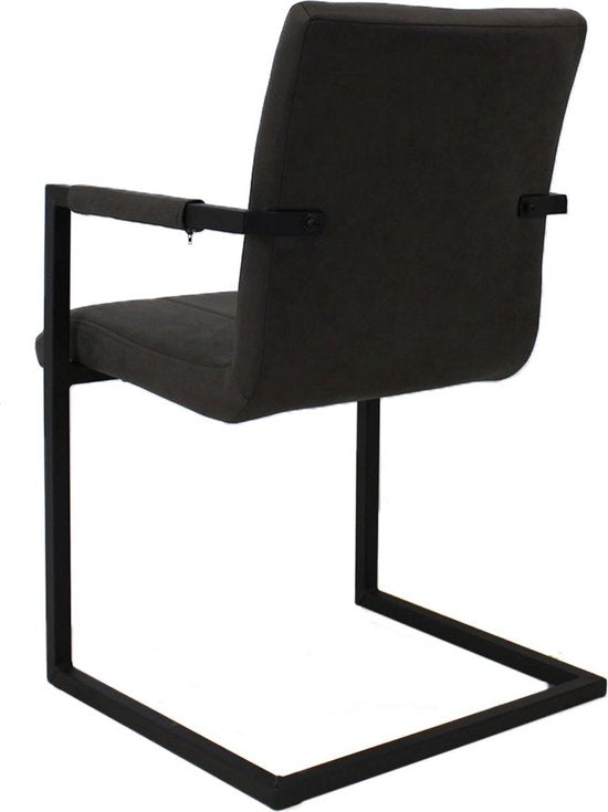 Eetkamerstoel - Zwart microvezel - Metalen poten - Set van 1 - Zithoogte 46cm