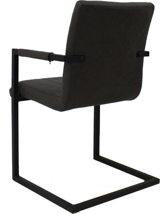 Happyment Eetkamerstoel Levino - Zwart microvezel - Metalen poten - set van 1 - Zithoogte 46cm - deluxe