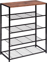 Happyment Schoenenrek Noda - 8 tot 12 paar - Schoenenbank vintage - Zwart - Voor slaapkamer of hal