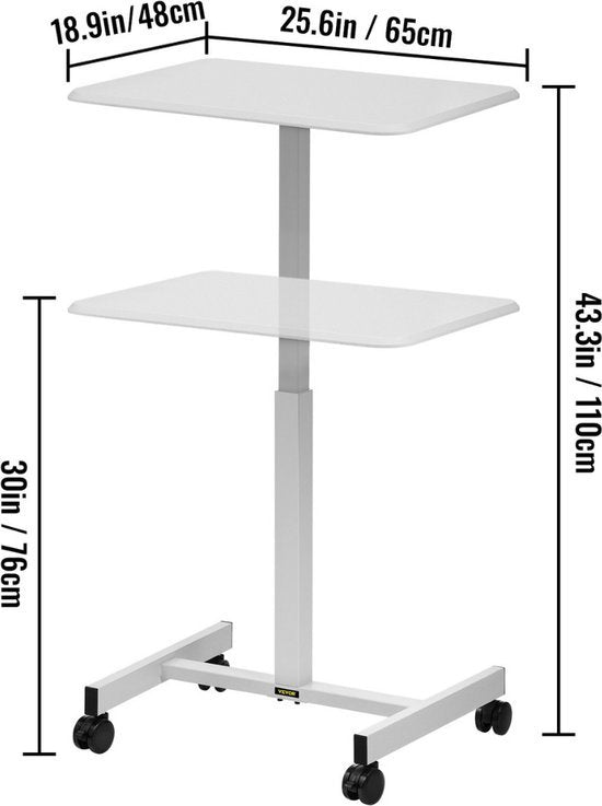 Happyment Zit Sta Bureau - Laptop Bureau - Zit Bureau - In Hoogte Verstelbaar - Wit