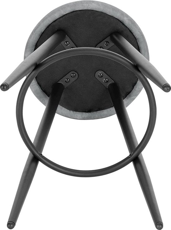 Leren Barkruk Nila - Barstoelen ergonomisch - Set van 1 - Grijs - Met kleine rugleuning - Voor Keuken & bar - Zithoogte 69cm