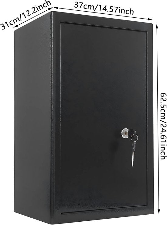 Kluis - Voor Slaapkamer, Studeerkamer en Magazijn - 60L Veiligheidsbox - met Sleutels - Zwart
