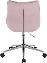 Bureaustoel Deluxe - Op wielen - Ergonomische bureaustoel voor volwassenen - Roze - In hoogte verstelbaar - Velvet