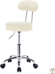 Ergonomische Kruk - Rugleuning - Op wielen - Zadelkruk - Bureaustoel - Creme