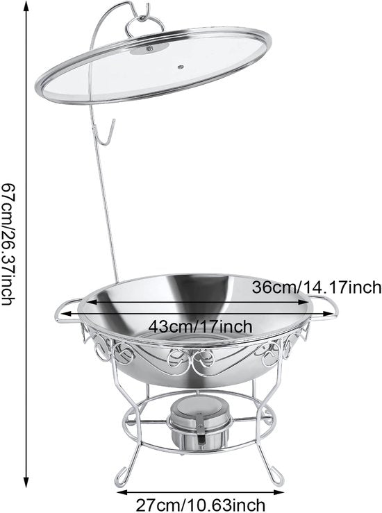Ronde Buffetverwarmer - Chafing dish - Buffetwarmer - Warmhoudplaat - Warmhoudbakken - Voor Huizen, Restaurants & Foodtrucks - Roestvrij Staal