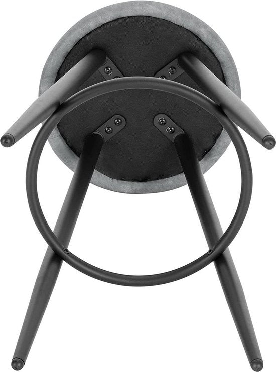Bolt Edge Leren Barkruk - Grijs - Ergonomisch - Kleine rugleuning - Zithoogte 69cm - Set van 1