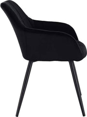 Happyment Stoel Spectral - Eetkamerstoel - Zwart Velvet - Zwarte Metalen poten - set van 1 - Zithoogte 47cm - deluxe
