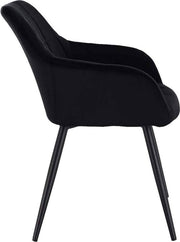 Bolt Edge Eetkamerstoel - Zwart Velvet - Met zwarte poten - Zithoogte 47cm - Set van 1