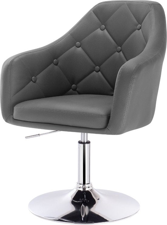 Barkruk Keke Elroy - Industrial Donkergrijs - Barkrukken set van 1 - Barstoel Kruk - Barstoelen met rugleuning - Keukenstoel - In hoogte verstelbaar - Kunstleer