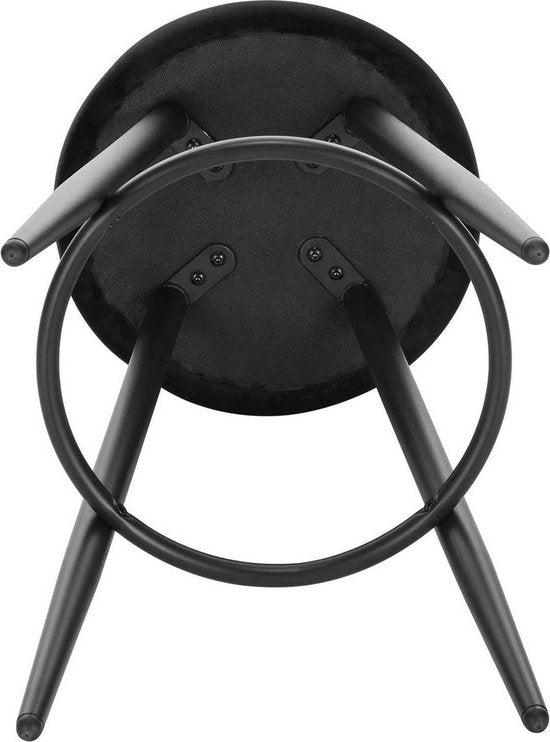 Velvet Barkruk - Zwart - Kleine Rugleuning - Ergonomisch - Zithoogte 69cm