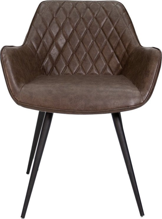 Moderne Eetkamerstoel - Kunstleer met Metalen Poten - Zithoogte 49cm - Set van 1