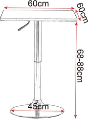 Happyment Vierkante Bartafel Sheffield - Verstelbaar in hoogte - Voor binnen - Keuken - Hout - Metaal - Zwart - 60x60x 68-88cm