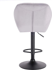 Barkruk - Lichtgrijs - Velvet - Ergonomisch - Verstelbaar - Set van 1
