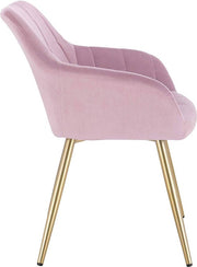 Happyment Stoel Divine - Eetkamerstoel - Roze Velvet - Gouden Metalen poten - set van 1 - Zithoogte 47cm - deluxe