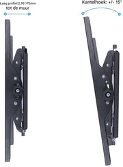 TV muurbeugel - Voor 26"-75" - Kantelbaar - Ultra Slim & ruimtebesparend - Statief - Zwart
