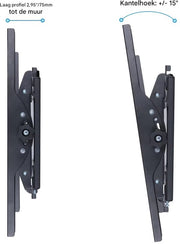 Muurbeugel Fioren - TV muurbeugel - Voor 26"-75" - Kantelbaar - Ultra Slim & ruimtebesparend - Statief - Zwart