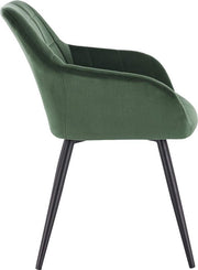 Stoel - Groen Velvet - Zwarte metalen poten - Set van 1 - Zithoogte 47cm - Luxe