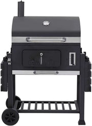 Barbecuewagen - Houtskoolbarbecue - BBQ - Smoker XXL - Houtskoolgrill - Met Wielen, Roestvrijstalen Handgreep, Kookrooster en Thermometer