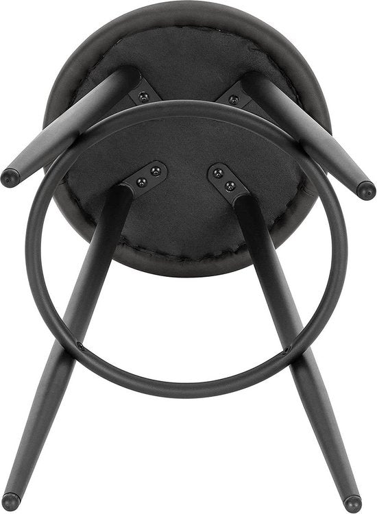 Leren Barkruk - Ergonomisch - Antraciet - Kleine rugleuning - Zithoogte 69cm