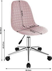 Happyment Werkkruk Mumba - Roze - Voor volwassenen - Op wieltjes - Velvet - Ergonomische bureaustoel - In hoogte verstelbaar
