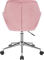 Happyment Werkkruk Paulo - Roze - Voor volwassenen - Op wieltjes - Velvet - Ergonomische bureaustoel - In hoogte verstelbaar - Met armleuning