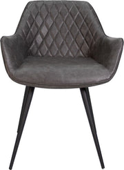 Happyment Eetkamerstoel Gerio - Antraciet - Stoel - Kunstleer - Metalen poten - Set van 1 - Zithoogte 49cm