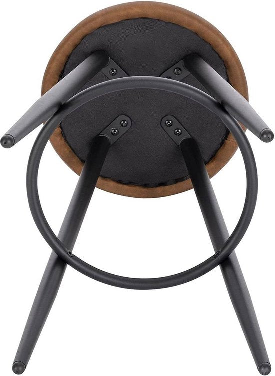 Leren Barkruk - Bruin - Ergonomisch - Kleine rugleuning - Zithoogte 69cm - Set van 1