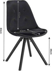 Bezoekersstoelen - Zwart Velvet - Houten poten - Zithoogte 46cm - Set van 2