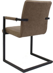 Happyment Eetkamerstoel Valino - Taupe microvezel - Metalen poten - set van 1 - Zithoogte 46cm