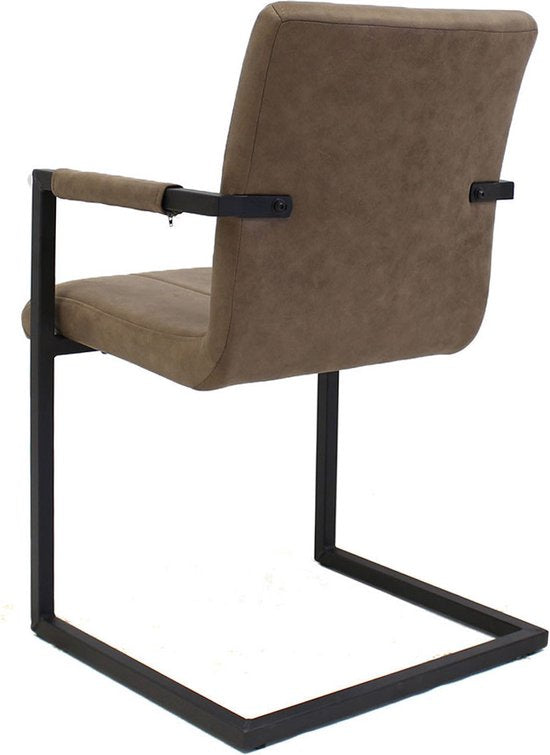 Happyment Eetkamerstoel Valino - Taupe microvezel - Metalen poten - set van 1 - Zithoogte 46cm