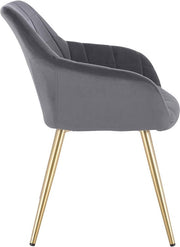 Eetkamerstoel - Donkergrijs Velvet - Gouden Poten - Zithoogte 47cm - Set van 1