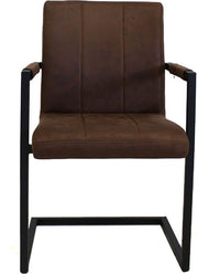 Happyment Eetkamerstoel Farlo - Bruin microvezel - Metalen poten - set van 1 - Zithoogte 46cm