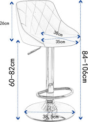 Barkrukken Nero - Met rugleuning - Kunstleer - Set van 2 - Keuken - Barstoelen ergonomisch - Zwart - Verstelbaar in hoogte - Zithoogte 60-82cm