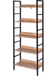 Bolt Edge Boekenkast - Industrieel - Zwart/Oak - 60x27.5x126cm - 5 Planken