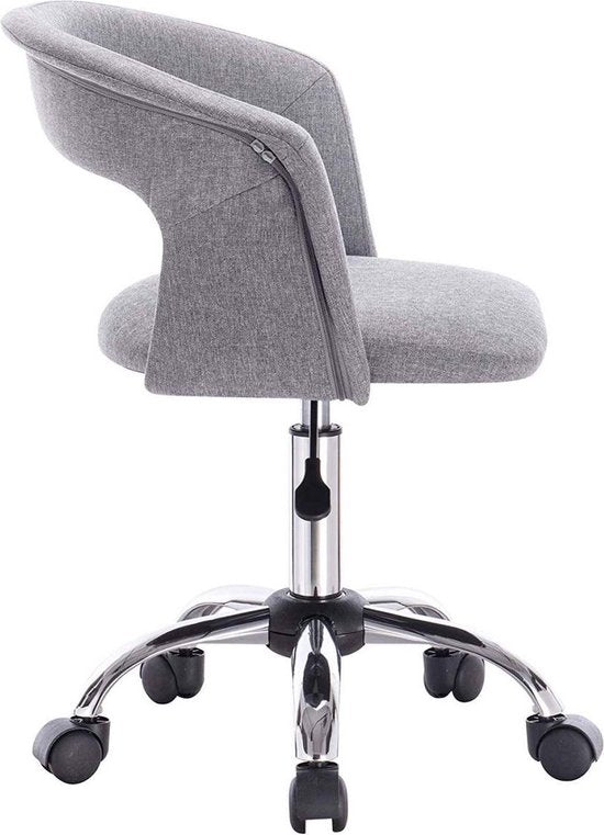 Bureaustoel Deluxe - Ergonomisch - Linnen - Lichtgrijs - In Hoogte Verstelbaar - Op Wielen