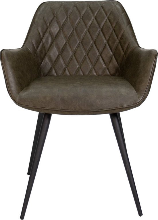 Eetkamerstoel - Groen - Kunstleer - Metalen poten - Zithoogte 49cm