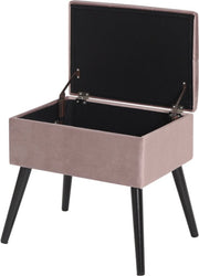 Happyment Zitbank Deca - Met opbergruimte - Opbergbank Poef - Opbergbox hocker - Zitkist met deskel - Roze - 50x35x45cm