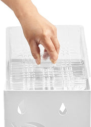 Happyment Ronde Paraplubak Miva - Parapluhouder metaal - Verwijderbare wateropvangbak - Met haak - Wit - Metaal - 49 x 20 x 20 cm